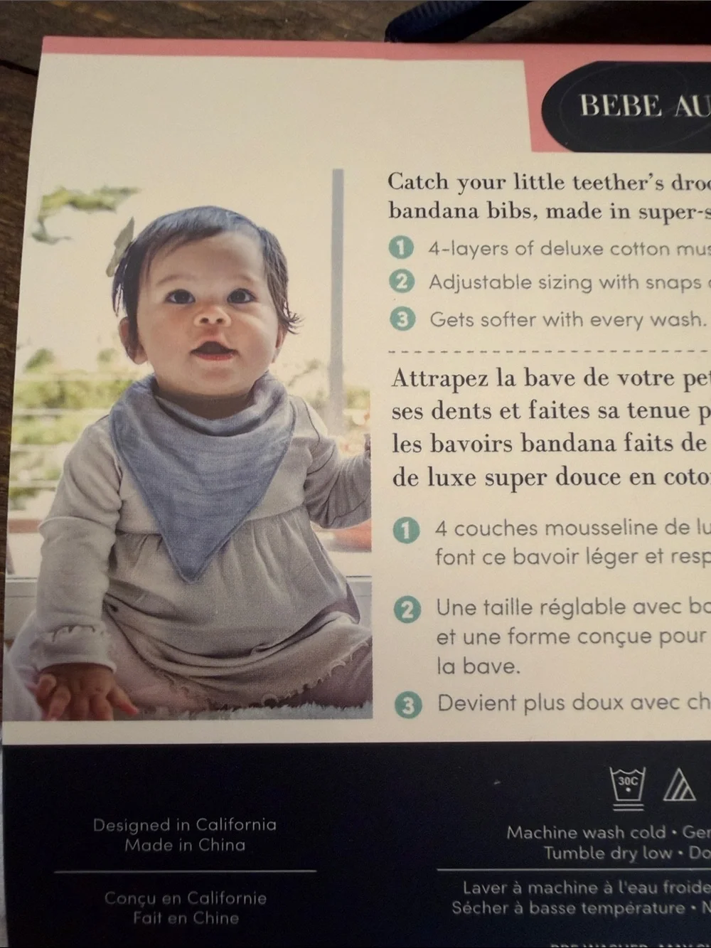 Bebe au Lait Floral Alphabet Deluxe Cotton Muslin Bandana Baby Bib NWT